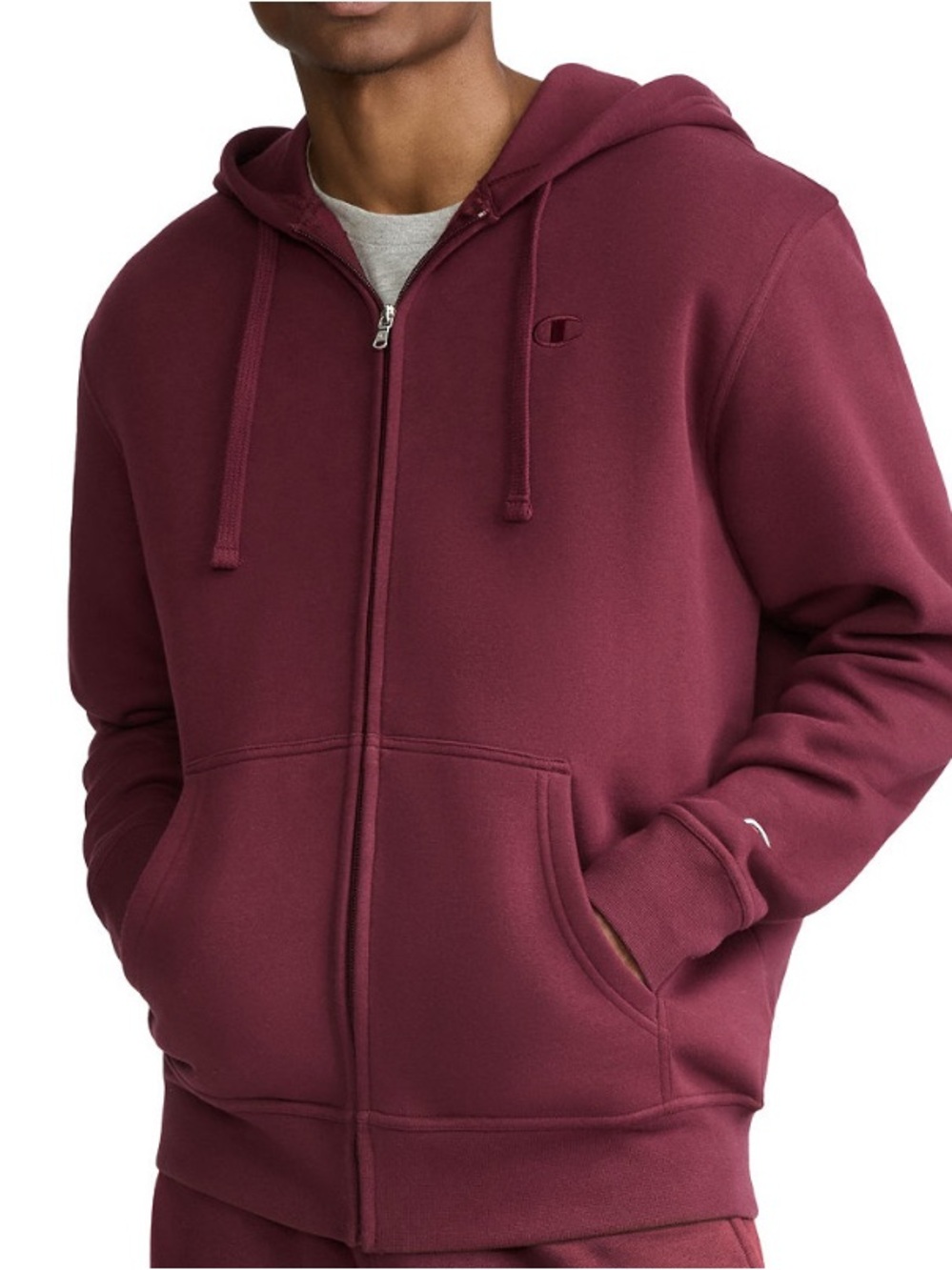 Champion Men's Zip-Up Hoodie in Burgundy